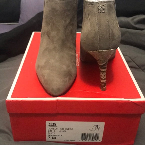 Coach gray suede heel bootie - Picture 2 of 4